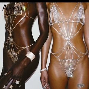Rhinestone body chain harness